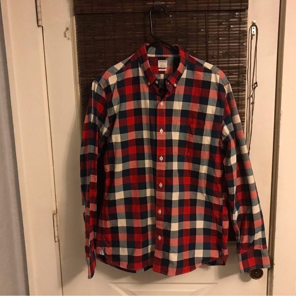 Bonobos Men's Red and Blue Plaid Shirt